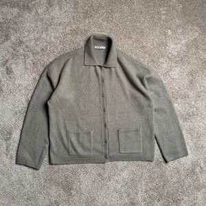 ABERCROMBIE PALE SAGE KNIT BUTTON UP SWEATER